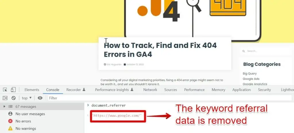 Search console document referrer example