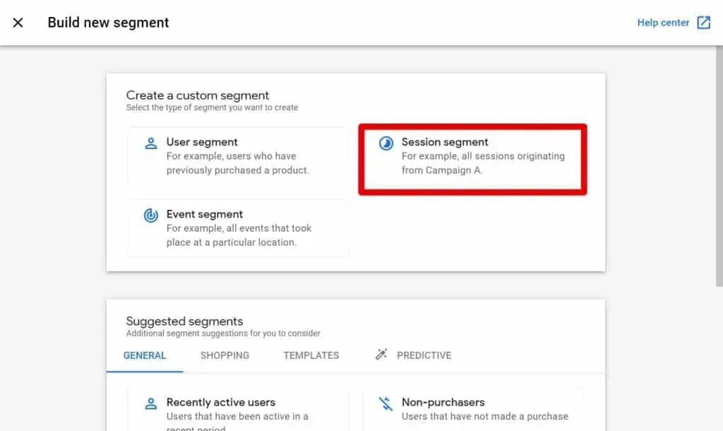 Selecting session segment