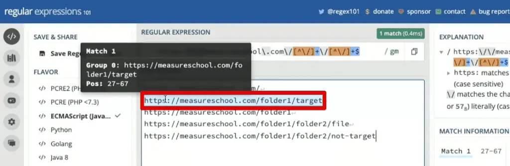 The URL that matches the corrected regular expression