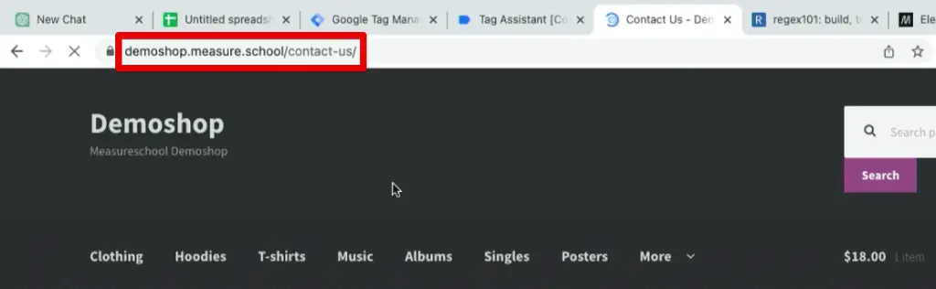 Visiting the contact us page