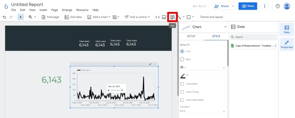 Adding text to the dashboard