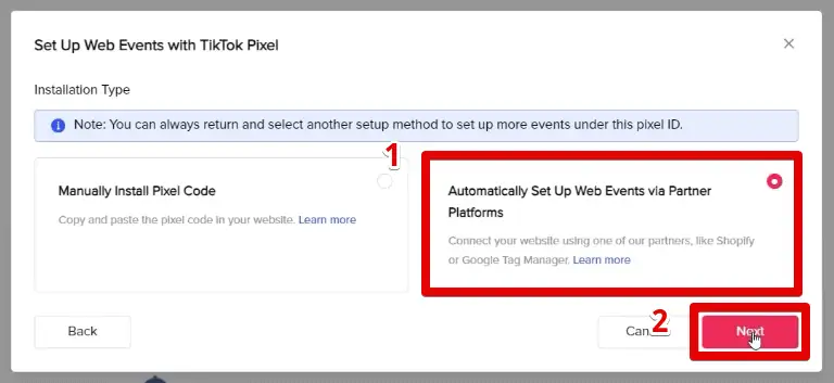 Automatically setting up web events with the TikTok pixel