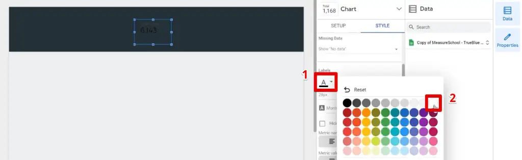 Changing the font color of the scorecard to white