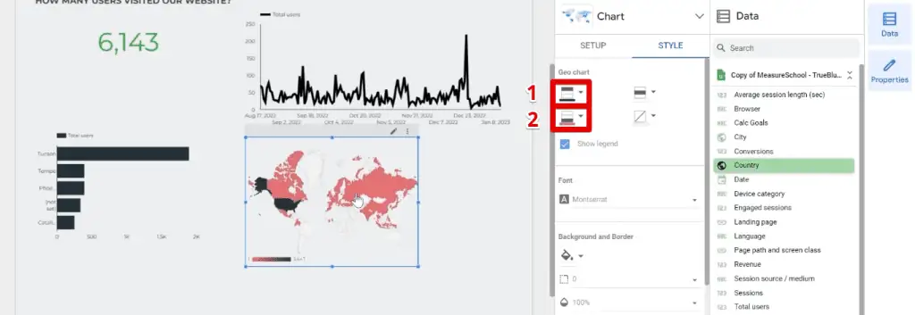 Changing the geo chart color settings
