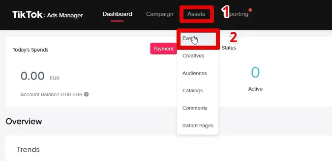 Configuring events in the TikTok ads manager