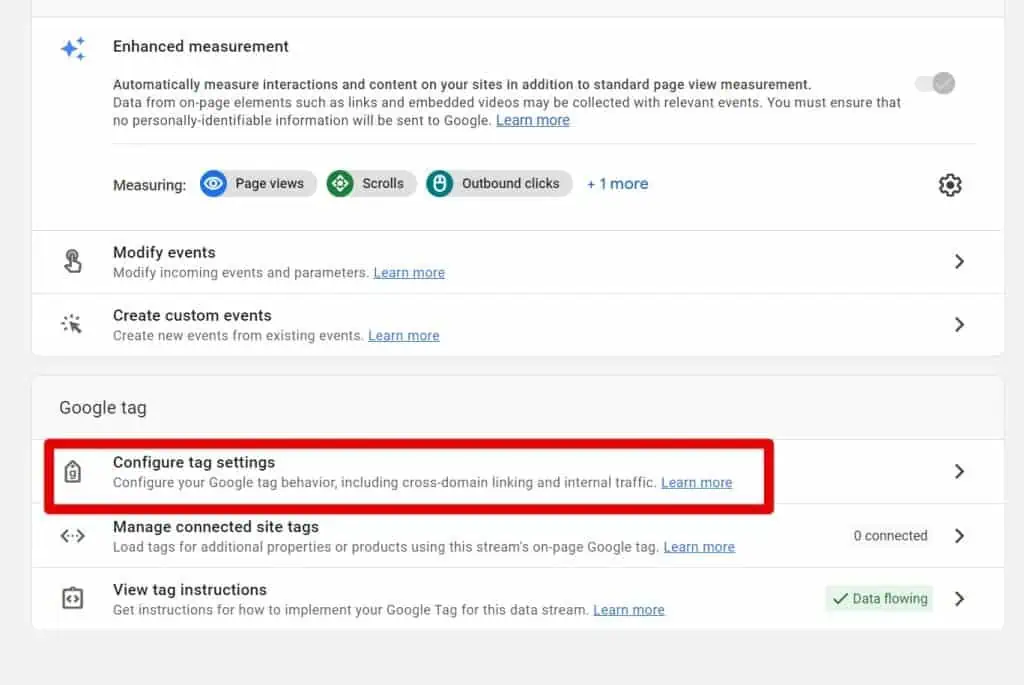 Configuring tag settings