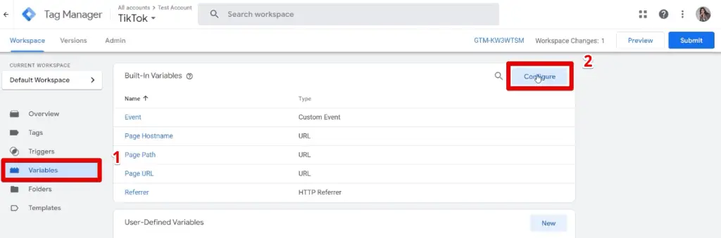 Configuring the built-in variables