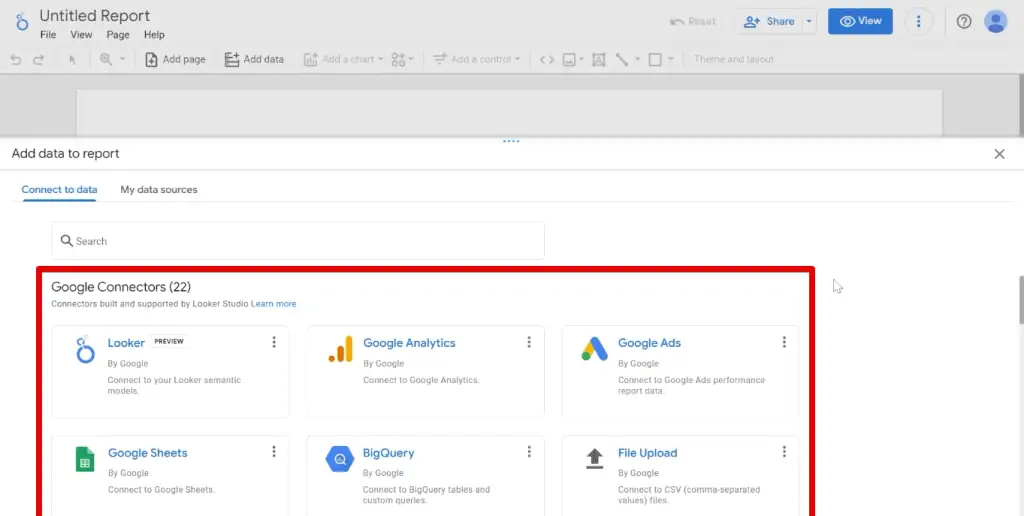 Connecting to your data using Google Connectors