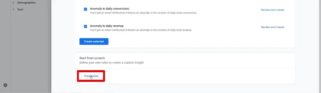 Creating a custom insight from scratch