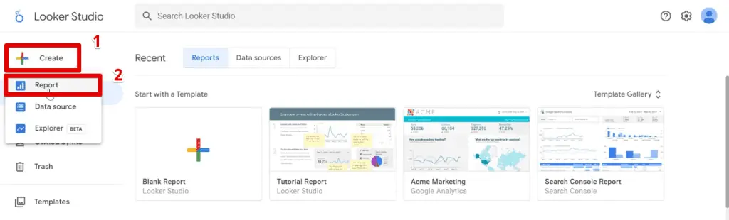 Creating a report from scratch