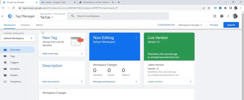 Google Tag Manager account