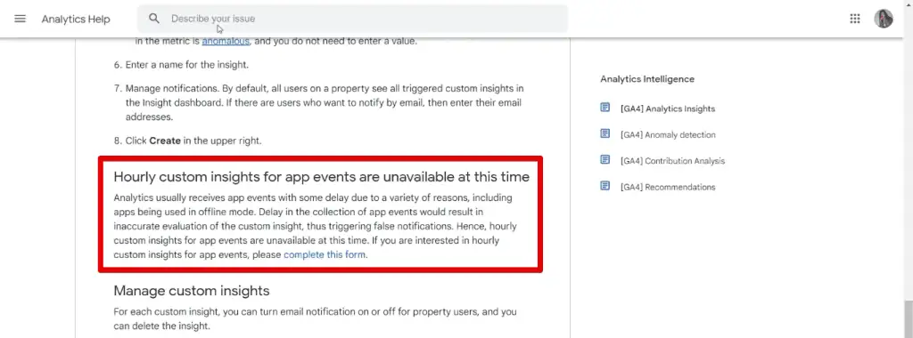 Hourly custom insights for app events explanation