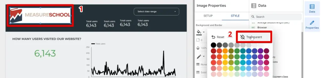 Inserting a logo and settings its background to transparent