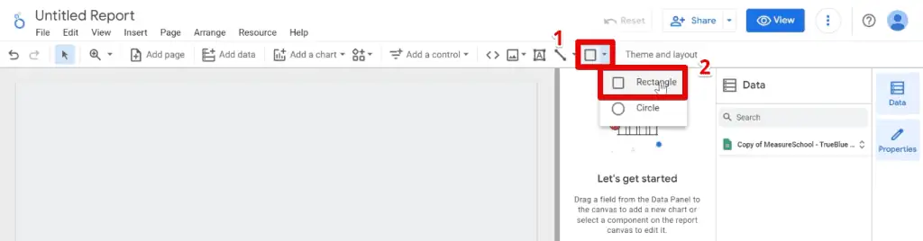 Inserting a rectangle into the dashboard