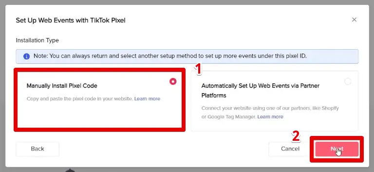 Manually installing the TikTok pixel code on your website