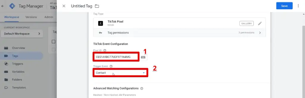 Pasting the Pixel ID and selecting the trigger event