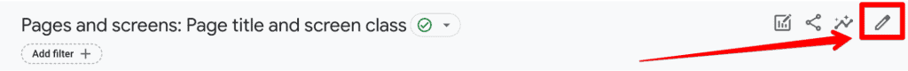 Pencil icon on the top right corner in GA4 to customize the report