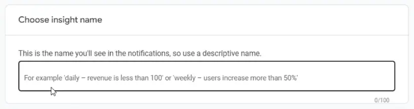 Providing a name for the custom insight