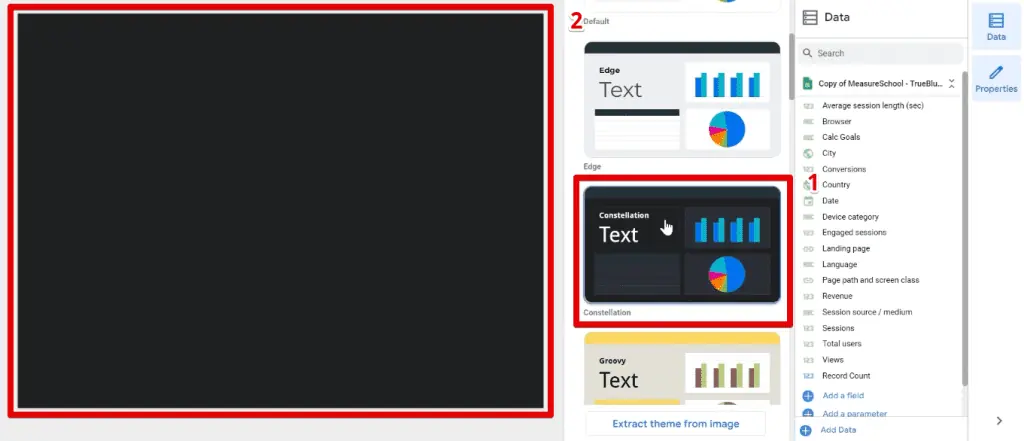 Selecting the constellation theme