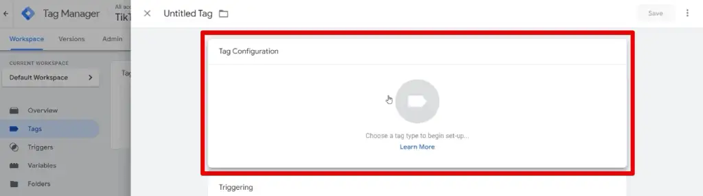 Selecting the tag configuration