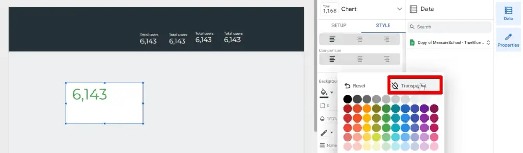 Setting the background color of the scorecard to transparent