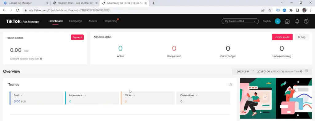 TikTok ads manager account
