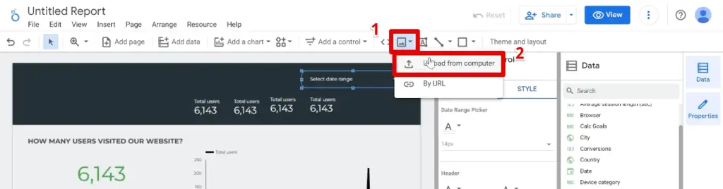 Uploading an image from the computer