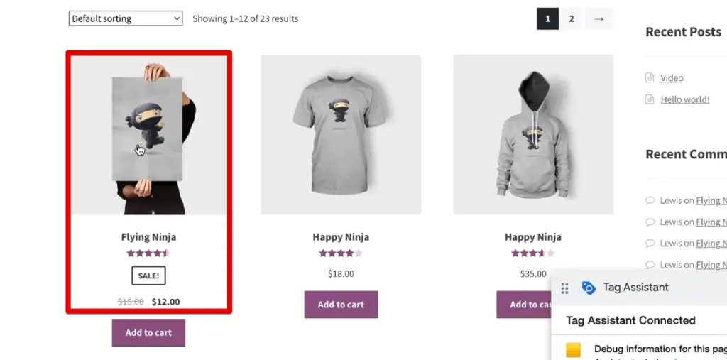 Viewing a product from the demo shop