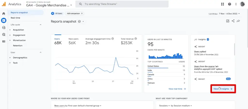 Viewing all insights made