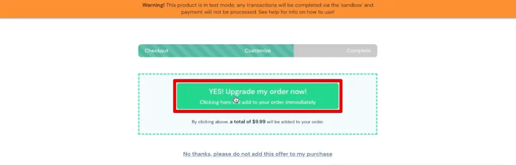 Accepting the downsell offer