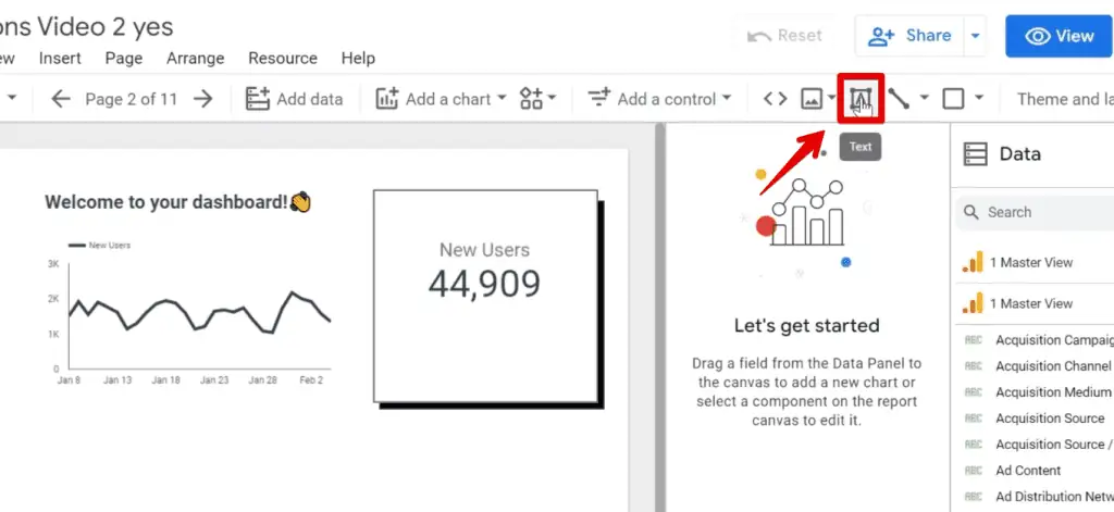 Adding text to your dashboard
