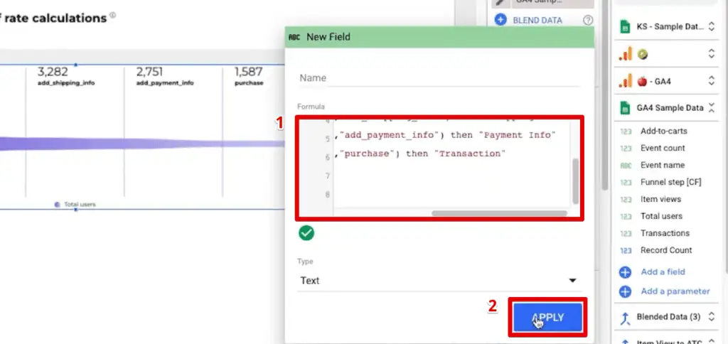 Calculated field renaming the event names