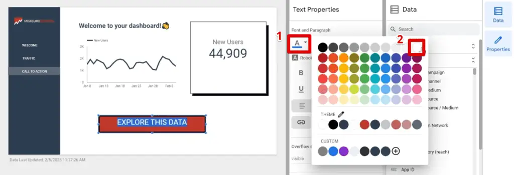 Changing the font color of the basic button