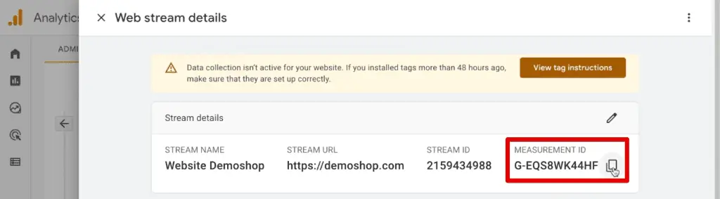 Copying the measurement ID