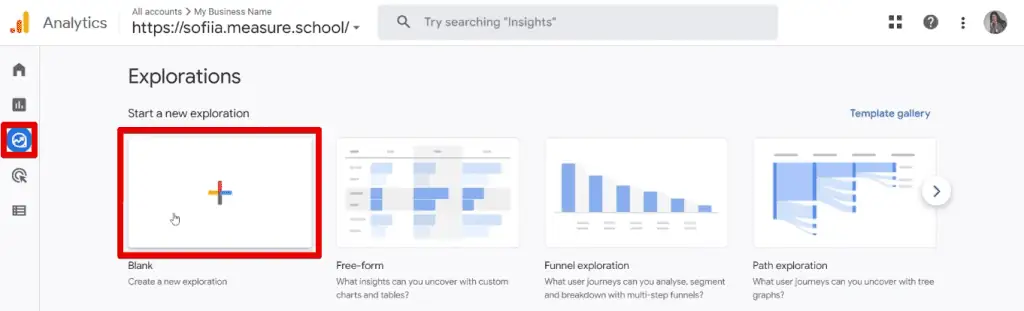 Creating a blank exploration report