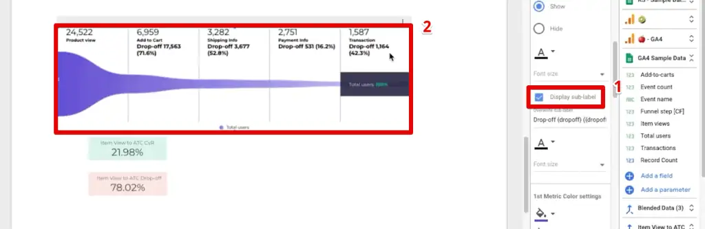 Enabling the display sub-label option