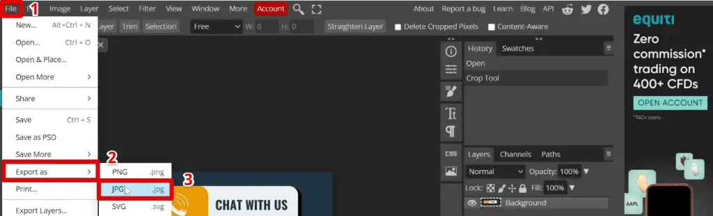 Exporting the image from Photopea