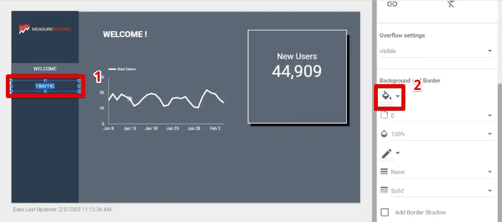 Formatting the second navigation button