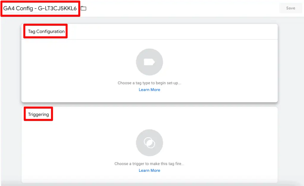 GTM tag configuration interface