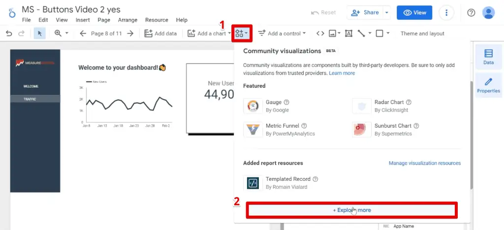 Importing charts from the community visualizations