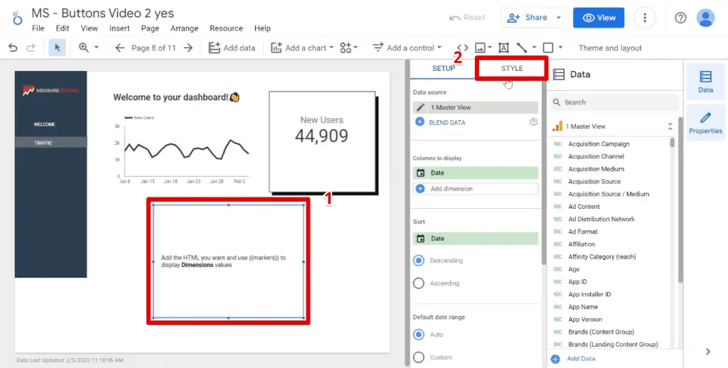 Inserting and styling the Templated Record visualization