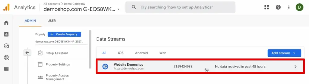 Opening the web data stream