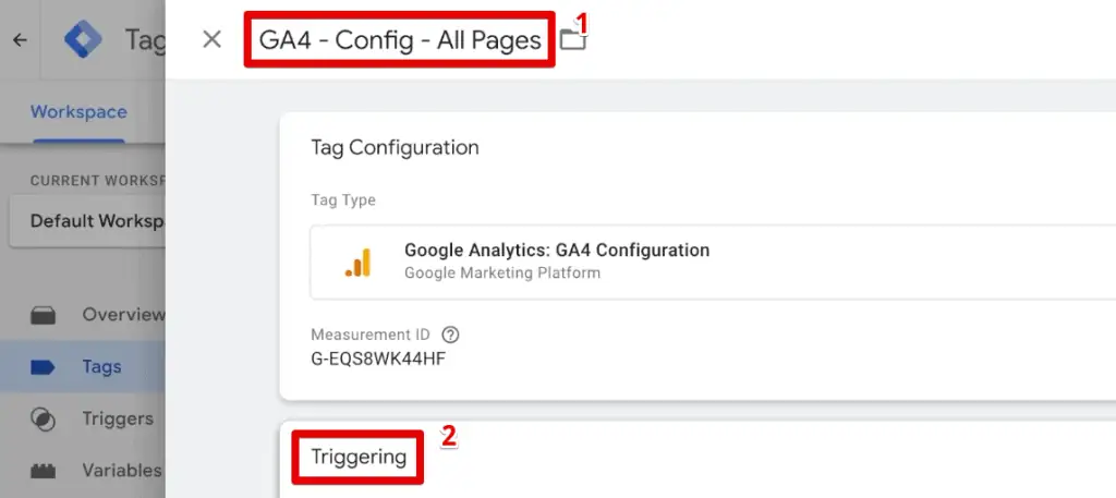 Providing a name and trigger to the configuration tag