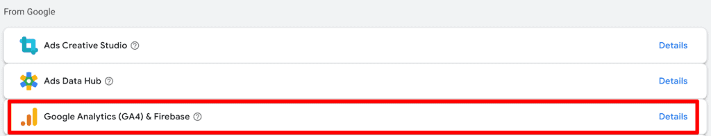 Google Ads linked account products