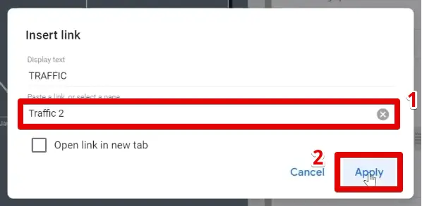 Selecting the link for the traffic navigation button