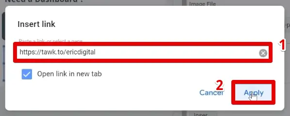 Specifying a link for the custom button
