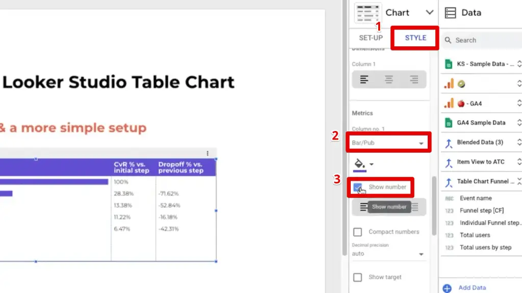 Styling the first column of the table chart