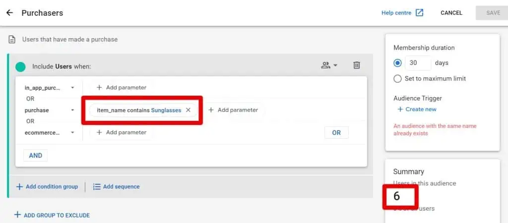 The audience summary