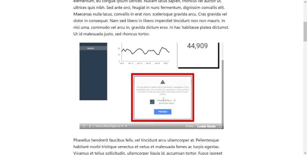 Warning message from using the Templated Record visualization