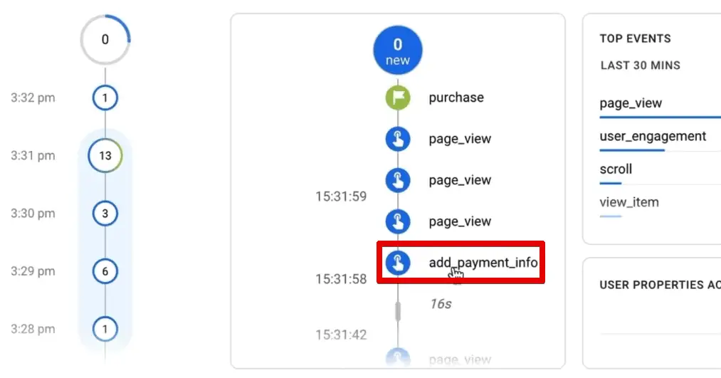 Add_payment_info event in the GA4 DebugView